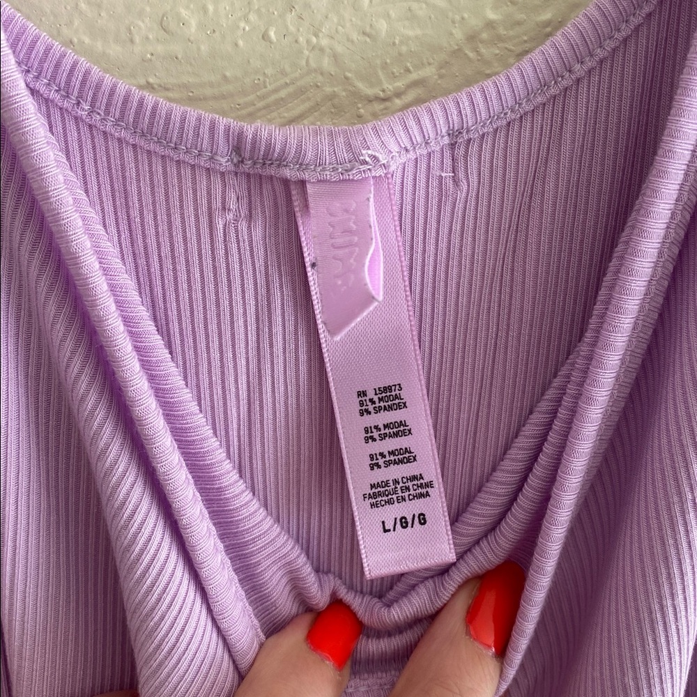 NEW SKIMS Soft Lounge Long Ribbed Cami Slip Dress Size L Sugar Plum Lilac Purple - Picture 8 of 11